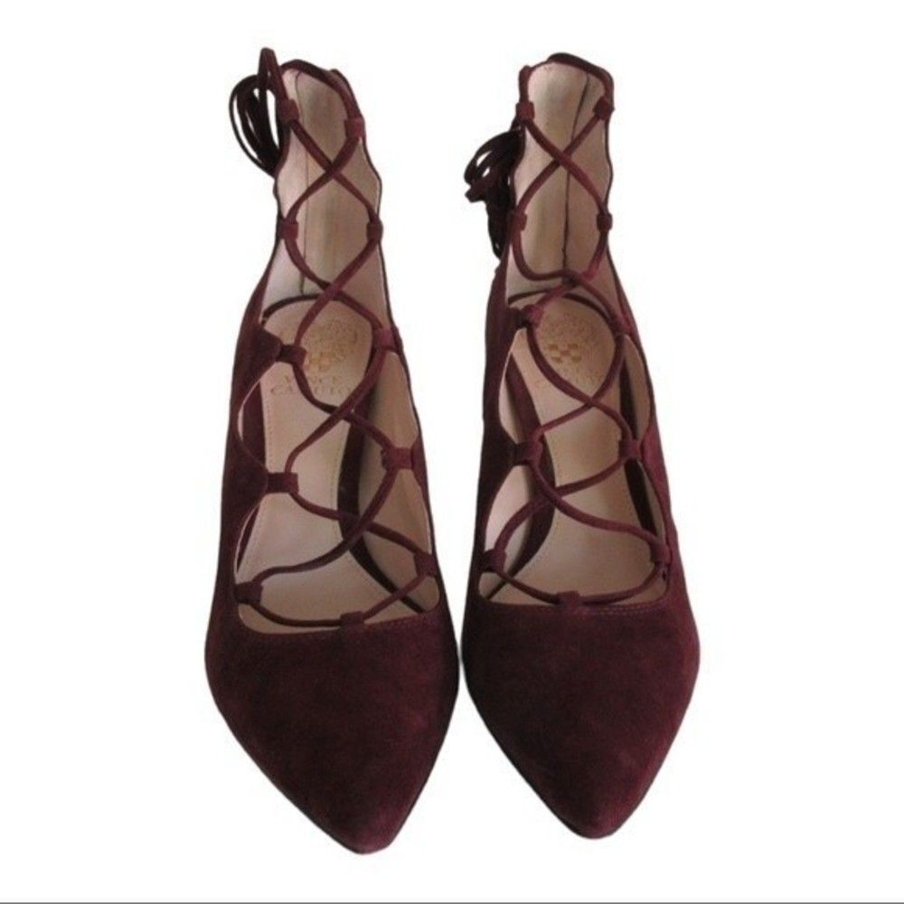 Vince Camuto Barsha Lace Up Suede Heels - Picture 3 of 7